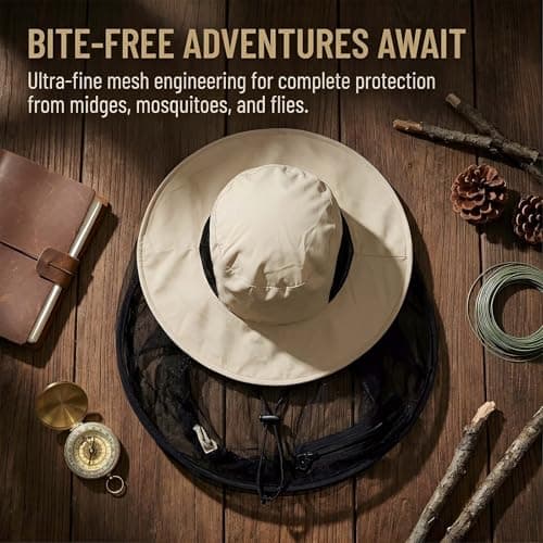 Novocloud 2Pack Mosquito Head Net Hat, Professional Midge Net with Zipper Opening, Anti-Insect Bee Veil Cap for Beekeeping, Fishing, Hiking, Gardening & Outdoor Camping, Sun Protection Mesh Face Cover — view 5