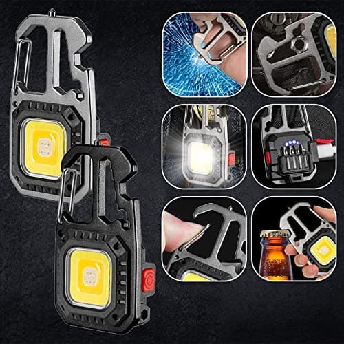 Mini Rechargeable Keychain Flashlight 7 Lighting Modes Portable Cob Light With Corkscrew Screwdriver For Outdoor Fishing Hiking Camping Emergency (Dark Gray, One Size) — view 2