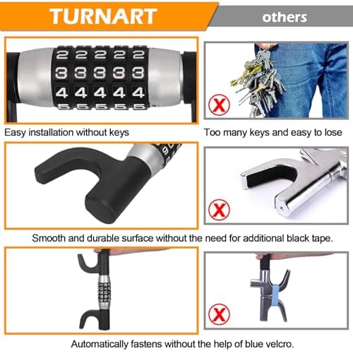 Turnart Steering Wheel Lock 5 Digit Combination Heavy Duty Lock Anti-Theft Keyless Password Vehicle Security Device Universal Fit for Cars Trucks Vans and Suvs — view 3