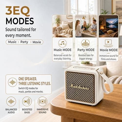 MADDECKERS MG II Portable Bluetooth Speaker, 24W Powerful Sound, DSP Enhanced Audio, IP67 Waterproof Dustproof, RGB Lights, 17H+ Playtime, TWS Stereo Pairing, 3 EQ Modes, AUX/TF/USB (Cream) — view 3