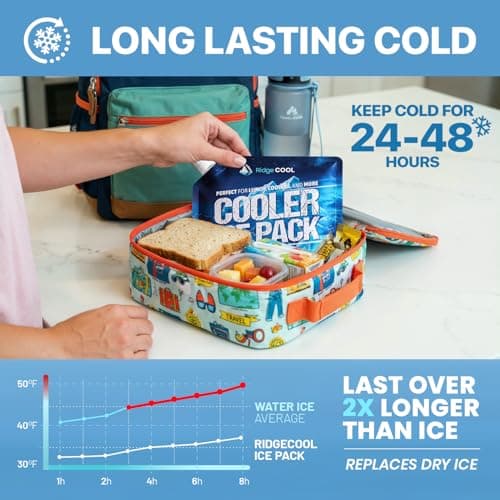 6 Pack Refillable Ice Packs for Cooler, Long Lasting Reusable Freezer Packs — view 3