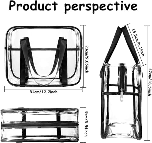 10 Pack Clear Toiletry Bags, PVC Travel Wash Bags with Handles and Zips — view 3