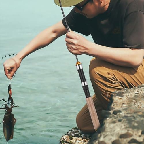 TOYANDONA Pocket Telescopic Fishing Rod, 25.6 Inch Carbon Mini Ultra-Light Ice Fishing Rod Cork Handle, Travel Fishing Pole for Saltwater Freshwater Fishing Gifts for Man — view 5