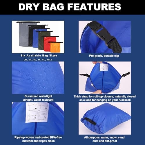 Ucolofun Dry Bags Waterproof Set, 6-Pack Ultralight Waterproof Bags Small Stuff Sack Water Proof Bag Dry Sacks, Outdoor Dry Bag Keep Gear Dry for Backpacking Hiking Boating Camping Travel — view 3