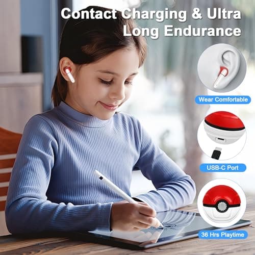Jekasy 2 Pack Wireless Earbuds for Kids,Comfortable Wireless Earphones Fit Ergonomic Design Ball Shape Ear Buds with Mic for Android iOS Cell Phone Computer Laptop — view 3