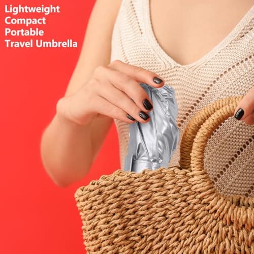 LIDOMPO UPF 50+ Travel Compact UV Umbrellas For Sun Protection Automatic Open Close Sun Umbrella UV Protection for Walking, Turquoise, 12.5 inches diameter, Classic — view 4