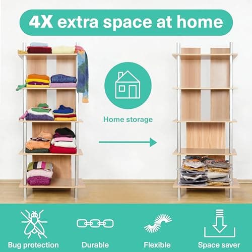 10 Pack Heavy Duty Vacuum Storage Bags Set with Pump, Compression Bags for Duvets, Clothes, Blankets — view 3