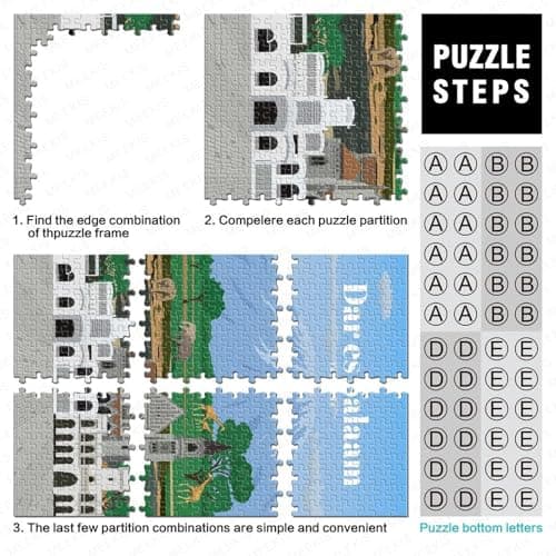 Travel to Dar Es Salaam Jigsaw Puzzle 1000 Pieces, Romantic City Break Scene, 1000 Pieces for Adults, Travel Gift for Adults, Screen-Free Fun, 70x50cm/1000pcs — view 3