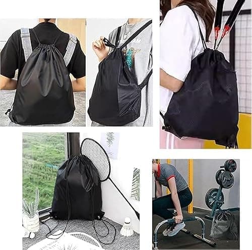 YSUY 2-Pack Black Drawstring Gym Bags, Bags Sports Cinch Sack String Bag, Bulk Swimming String Bags, Draw String Backpack Suitable for Sports, Gym, Travel, Swimming, Beach (2PCS) — view 6