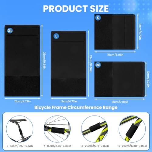 AOOWU Bicycle Frame Protector with 4 Different Sizes, Bike Racks Carbon Frame Protection, Bicycle Carrier Accessory, Transport Protection for Bike Racks, Chainstay Guards, Anti Rub and Scratch, Black — view 2