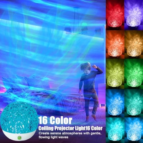 ZuzongBaoYou 16 Colour LED Ripple Projector Lamp with Remote Control, Dimmable Ambient Mood Light, 360° Wave Effect Night Light for Bedroom, Living Room, Parties & Home Décor — view 2