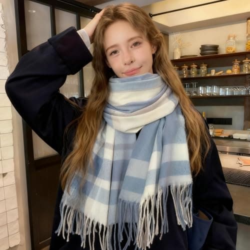 GWAWG Winter Tartan Scarf for Women Warm Long Soft Cashmere Shawls Fashion Accessories for Christmas Holiday Outside Gifts — view 6