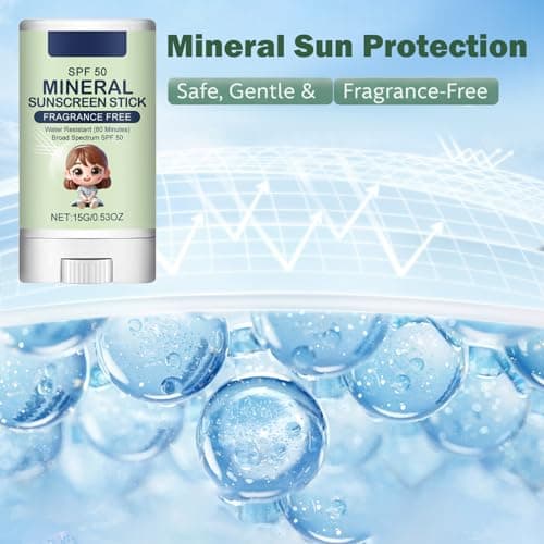Mineral Sun Cream Stick SPF 50 Broad Spectrum UVA/UVB Protection - Water Resistant Fragrance Free, Non-Greasy Formula For Sensitive Skin, Kids Adults And Daily Outdoor Beach Travel Use — view 6
