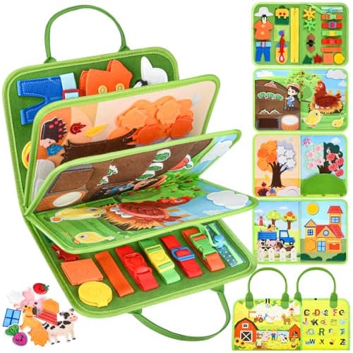 Busy Board Montessori Toys for Toddlers: Busy Book for 3-5 Year Old, Green