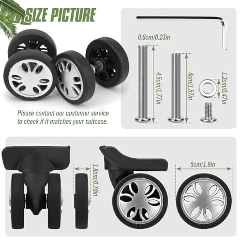 Vivikivi 8 PCS Suitcase Replacement Wheels, 50mm Luggage Wheels, VK-A4 — view 2