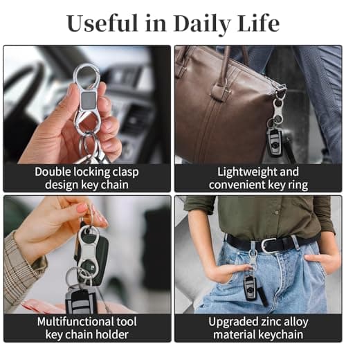 Thinp 2 Sets Key Chains for Car Keys, Detachable Key Ring Quick Release Keychain with 4 Key Rings Heavy Duty Car Key Organizer Key Chain Holder Clip for Men and Women (Silver) — view 4