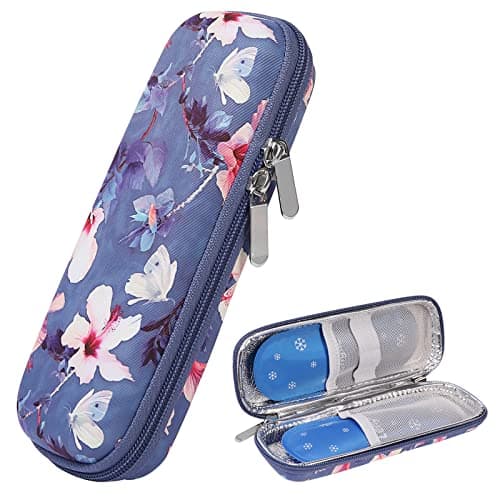 JAKAGO EVA Compact Insulin Cooler Travel Hard Case with 2 Ice Pack