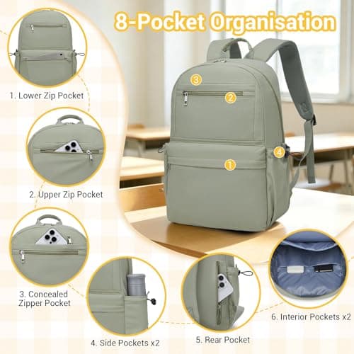 Kono School Backpack Womens, School Bags for Girls, Lightweight Rucksack — view 3