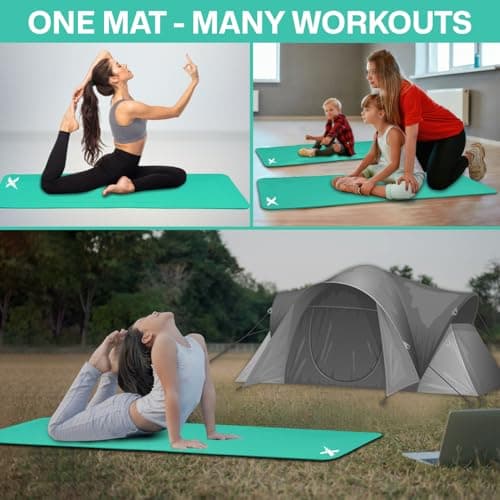 Xn8 Sports Yoga mat 10mm & 15mm Thick NBR Exercise Mat - Non-Tearable Pilates Mat with Extra Carry Strap - Yoga Mats for Women Men for Aerobics Lunges Planks Indoor & Outdoor 61Lx20Wx1.5 & 1Th — view 3