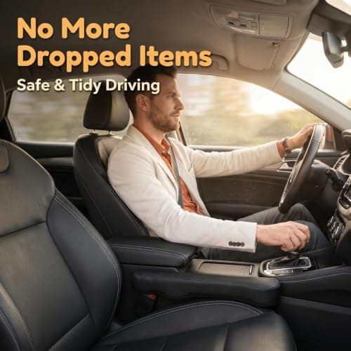 SINJAETRQ Car Seat Gap Filler, Car Seat Crevice Filler & Drop Stop, 2 Pack PU Leather Auto Organizer Insert, Flexible Universal Side Pocket Blocker for Centre Console & Door, Black (18.9" x 2.36" / 4 — view 3