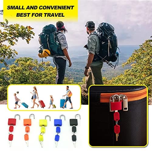 Suitcase Locks with Keys, 5pcs Colored Small Suitcase Luggage Padlocks with Keys Metal Travel Padlocks for Luggage Lock Backpack Gym Locker Laptop Bag Multicolor — view 5