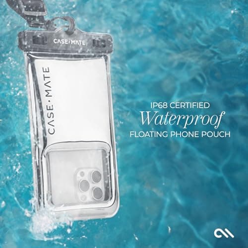 Case-Mate IP68 Waterproof Phone Pouch - Travel Beach Cruise Ship Essentials - Floating Waterproof Phone Case with Crossbody Lanyard for iPhone 16 Pro Max/15 Pro Max/14 Pro/13/12/S24 - Silver Chrome — view 3