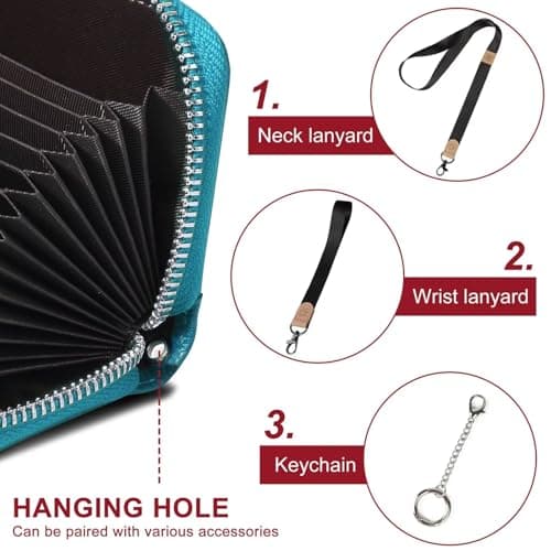GADIEMKENSD Credit Card Holder RFID Blocking Sleeve Wallet with Zipper Cute Carteras para Mujer Tarjetero De Purse for Travel Mens Business Card Cases Cash Envelopes Wallet for Women's Gift Sky Blue — view 5
