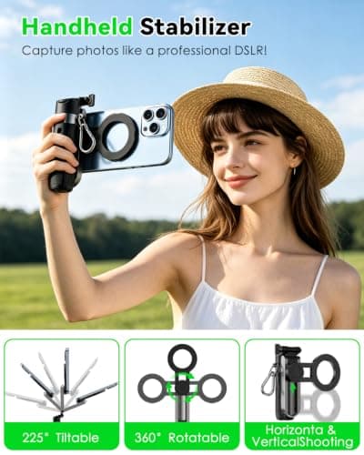 CloudValley Magnetic 4-in-1 Multifunctional Selfie Stick Tripod, Mini Portable Pocket Phone Stand with Detachable Remote Control, Compatible with MagSafe, for iPhone/Android, Travel Vlog — view 5
