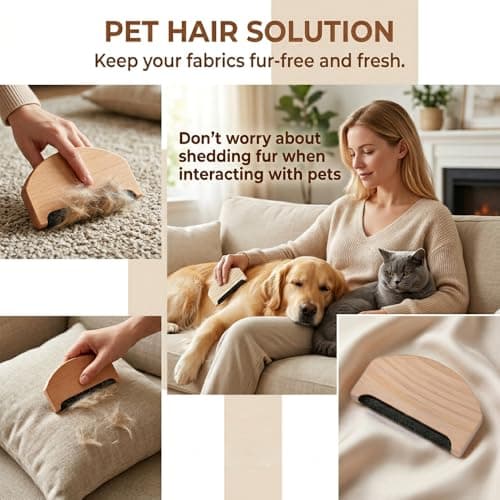 2 Pcs Cashmere Comb Set – 1 Beech Wood Shaver & 1 Solid Wood Lint Remover, Manual Sweater Shaver for Wool, Cashmere, Knitwear, Scarves – Portable De-Pilling Tool for Bobbles & Pilling — view 5