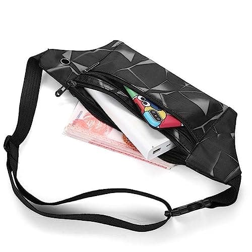Large Waterproof Waist Bag Bumbags for Men Women Ladies Black Fanny Pack for Travel Festival Walking Sport Running Outdoor Gym Workout Exercise Black Hip Pouch Money Belt Bag with Adjustable Strap — view 5
