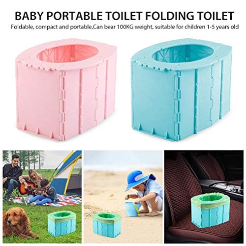 Yinhing Portable Folding Car Toilet Space Saving Commode for Kids Ideal for Camping Hiking Road Trips and Outdoor Adventures Compact and Easy to Carry for Maximum Convenience (Sky-Blue) — view 2