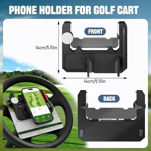 K-Gor Golf Cart Steering Wheel Phone Holder,Flip Up Cart Phone Mount with Scorecard Slot, 360° Adjustable Phone Holder for iPhone Android,Compatible with Club Car/Ezgo/Yamaha Models — view 2