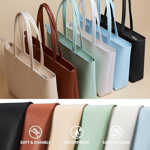 KALIDI Tote Bag Handbags for Women Large with Zip PU Leather School,Work — view 6