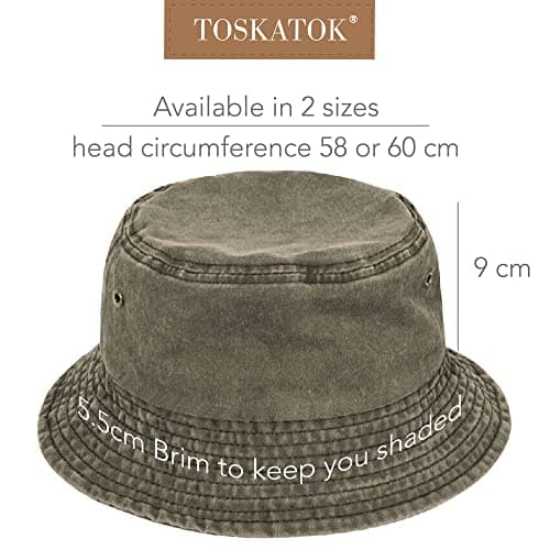TOSKATOK Pure Washed Cotton Bucket hat UV Sun Protection Breathable Beach Holiday Travel Hat-ARMYGREEN-60 — view 4