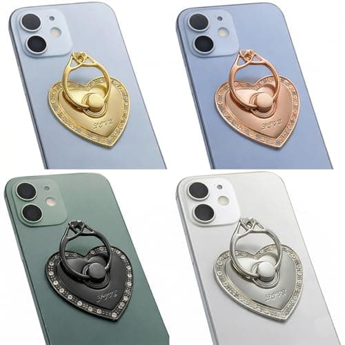 Rohans RK TECH Phone Ring Bracket holder, Love Heart Diamond Shape Finger Grip Stand Holder Ring Car Mount Phone Ring Grip Smartphone Ring stent Tablet Rose Gold (Heart Black) — view 5