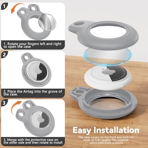 TNSNK for AirTag Holder Keyring, 1 Pack,Gray — view 6