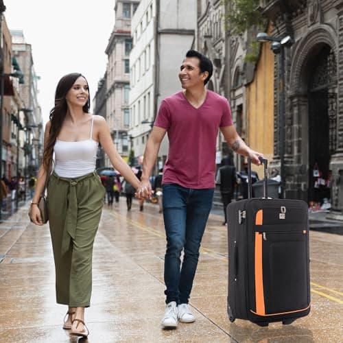 ATX Luggage Extra Large Suitcase 32" Expandable Durable Lightweight Suitcases with 2 Wheels and Built-in 3 Digit Combination Lock (Black/Orange, 134 Liters) — view 4