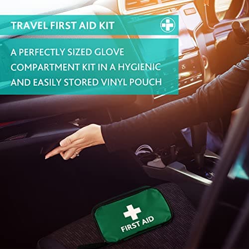 Reliance Medical - (REL416) Handy Travel First Aid Kit, Travel Pouch with, Bandages, Cotton Wool Balls, Gloves, Plasters, Safety Pins, Scissors, Slick Bag and Cleansing Wipes (Green) — view 3