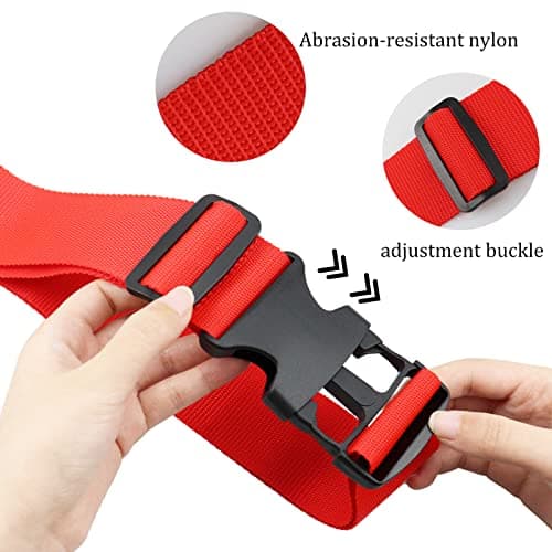 Luggage Suitcase Straps Set, Travel Accessories Thickened Luggage Belt with Quick Release Buckle, Adjustable Black Travel Luggage Straps for Suitcase Baggage (Red, 2 PCS Set) — view 4