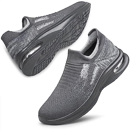 Women's Walking Shoes Lightweight Casual Jogging Shoes Ladies Tennis Shoes Workout Non-Slip Gym Sneakers Grey Size 5