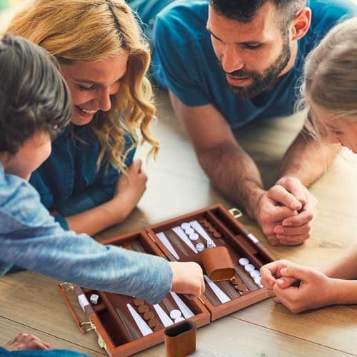YZNlife Backgammon Set 2 players Classic Backgammon Board Game with Premium Leather Case,Portable and backgammon travel sets for Adults and Kids (11,Inch) — view 3