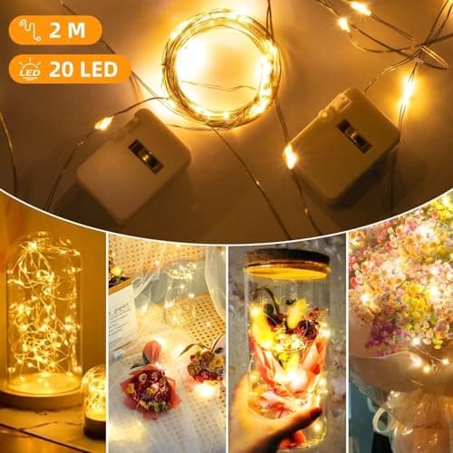 btfarm 3 Pack 3 Modes Fairy Lights Battery Operated, 2M 20 LED String Light — view 4