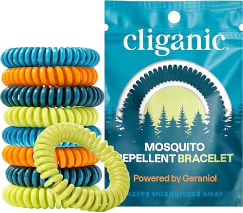 Cliganic 10 Pack Mosquito Repellent Bracelets, DEET-Free Bands, Individually Wrapped