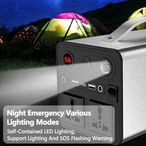ZyKnaurral Portable Power Station, Outdoor Emergency Power Supply, 300W 90000mAh Camping Power Bank, AC/DC/USB/Type-C Sockets, 6 Power Ports — view 5