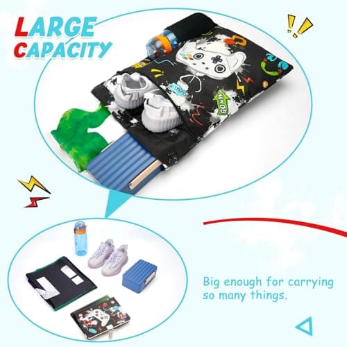 WAWSAM Kids Drawstring Gym Bag with Zippered Pocket and Water Bottle Pocket — view 3
