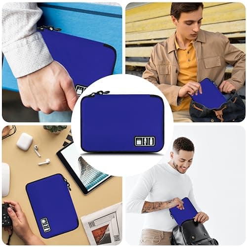 Miavers electronic organizer, electronic accessory pack, travel cable organizer, suitable for iPad Mini, hard drive, cable, charger (Navy Blue, Single Layer- Medium) — view 6