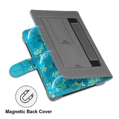 HoYiXi Universal Case Compatible with 6”-6.8” eReader Leather Stand Cover for Kobo & Tolino E-Book, Flower Pattern — view 3