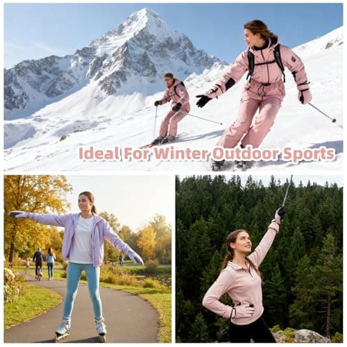 Ski Gloves Women Waterproof Winter Thermal Touchscreen, Snow Gloves Windproof Fleece Lined Snowboard Cycling Bike Use,Pink — view 6