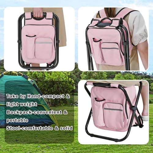 Kikerike Backpack Stool Cooler Chair Heavy Duty 300 LBS Max Load Portable Lightweight Stool Backpack Folding Fishing Cooler Seat for Camping Hunting Fishing — view 4
