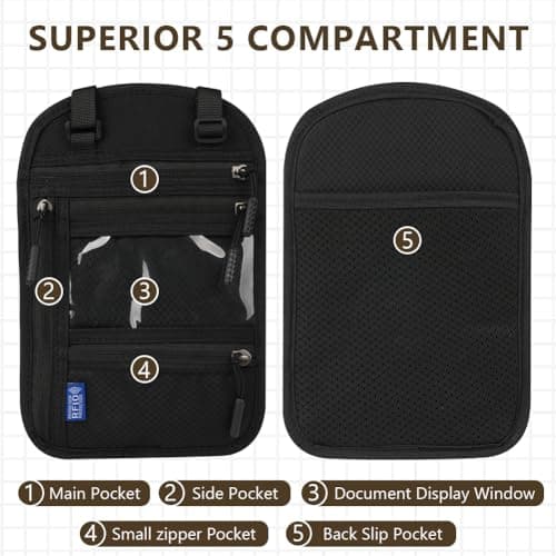 flintronic Travel Neck Wallet, Neck Pouches with RFID Blocking, Passport Holder Pouch with Adjustable Strap, Travel Wallet for Men and Women, Keep Cash Cards Phone Safe — view 3